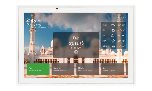 White SyncGo Islamic calendar with weather forecast